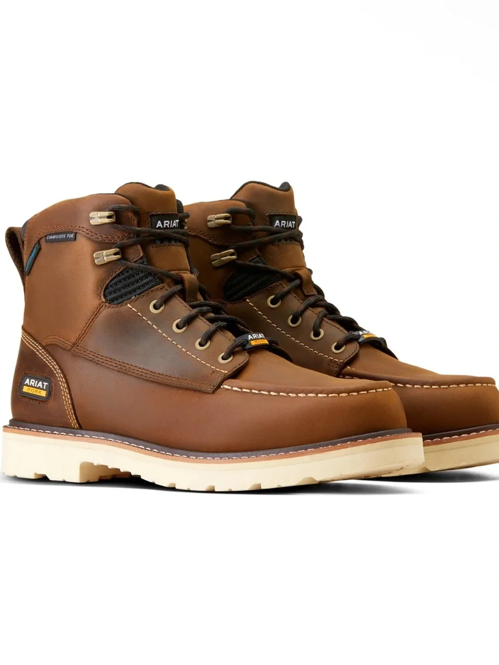 Ariat Tan and Brown Moc Toe Work Boots! New! 7